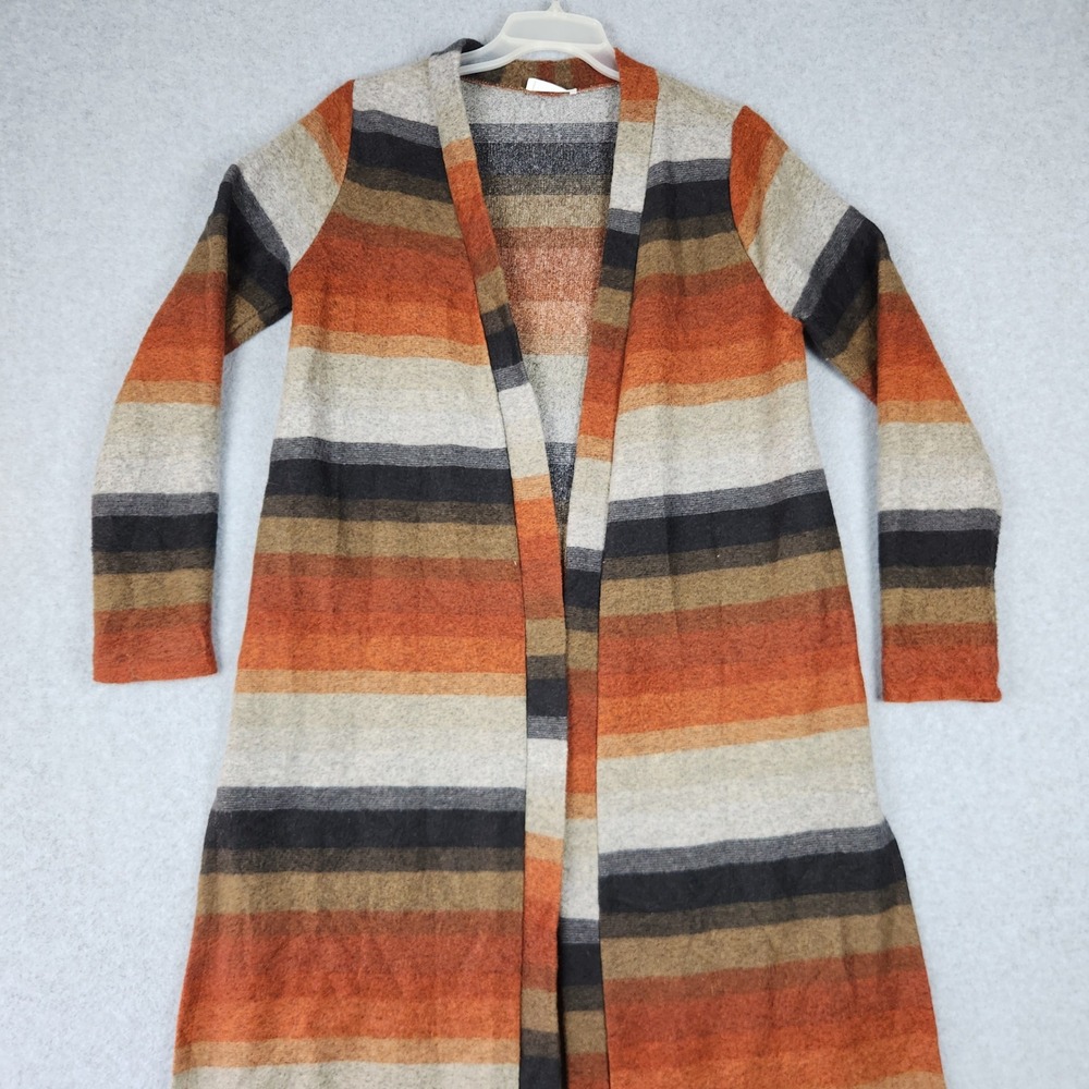 Bucketlist Duster Cardigan Womens Small Multicolor Striped Knitted Open Front